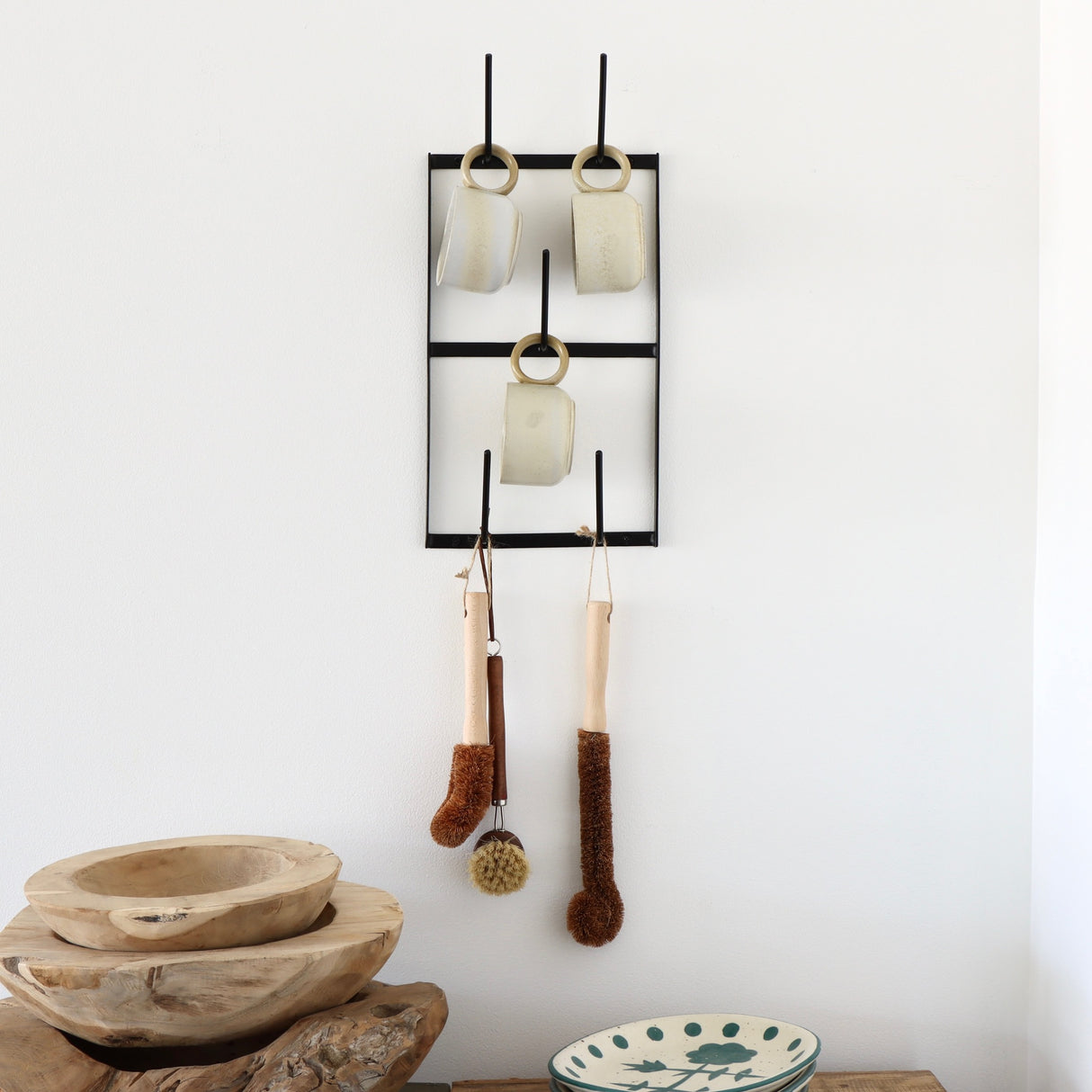 Black Mug Rack - Wall Organizer - Holistic Habitat 