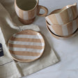 Almond Creme Striped Stoneware Plate - Holistic Habitat 