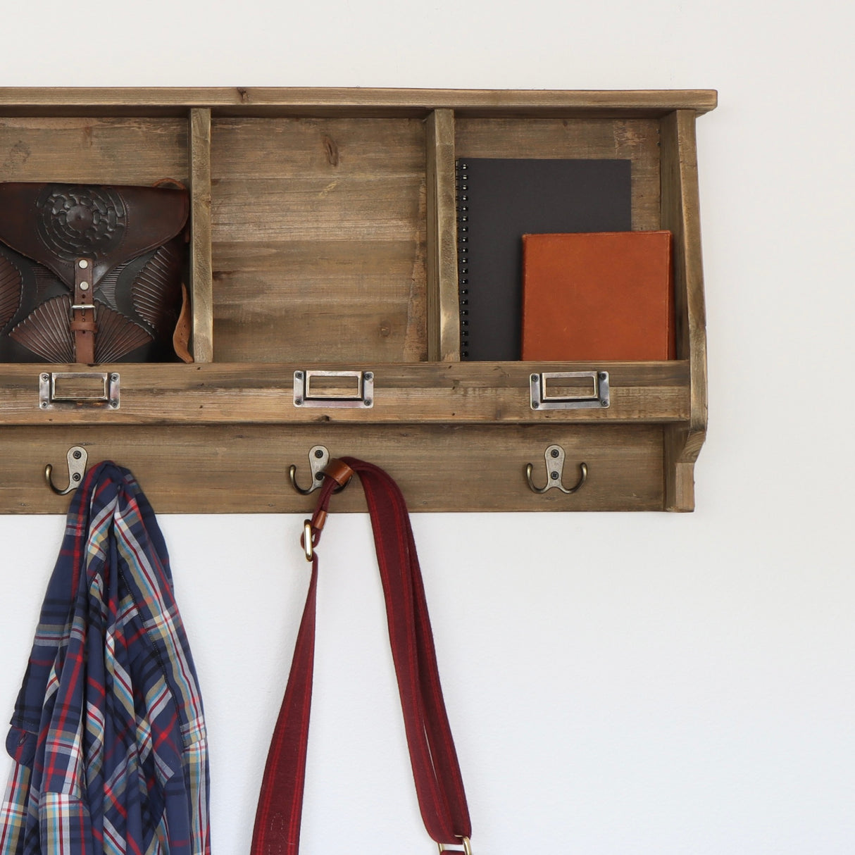 Wooden Cubby Shelf with Hooks - Holistic Habitat 