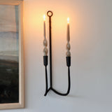 Primitive Forged Iron Double Taper Candle Sconces - Set of 2 - Holistic Habitat