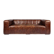 Draper Dark Brown Leather Channel Stitch Sofa - Holistic Habitat 