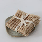 Camel Stonewashed Cotton Waffle Weave Dish Cloths - Holistic Habitat 