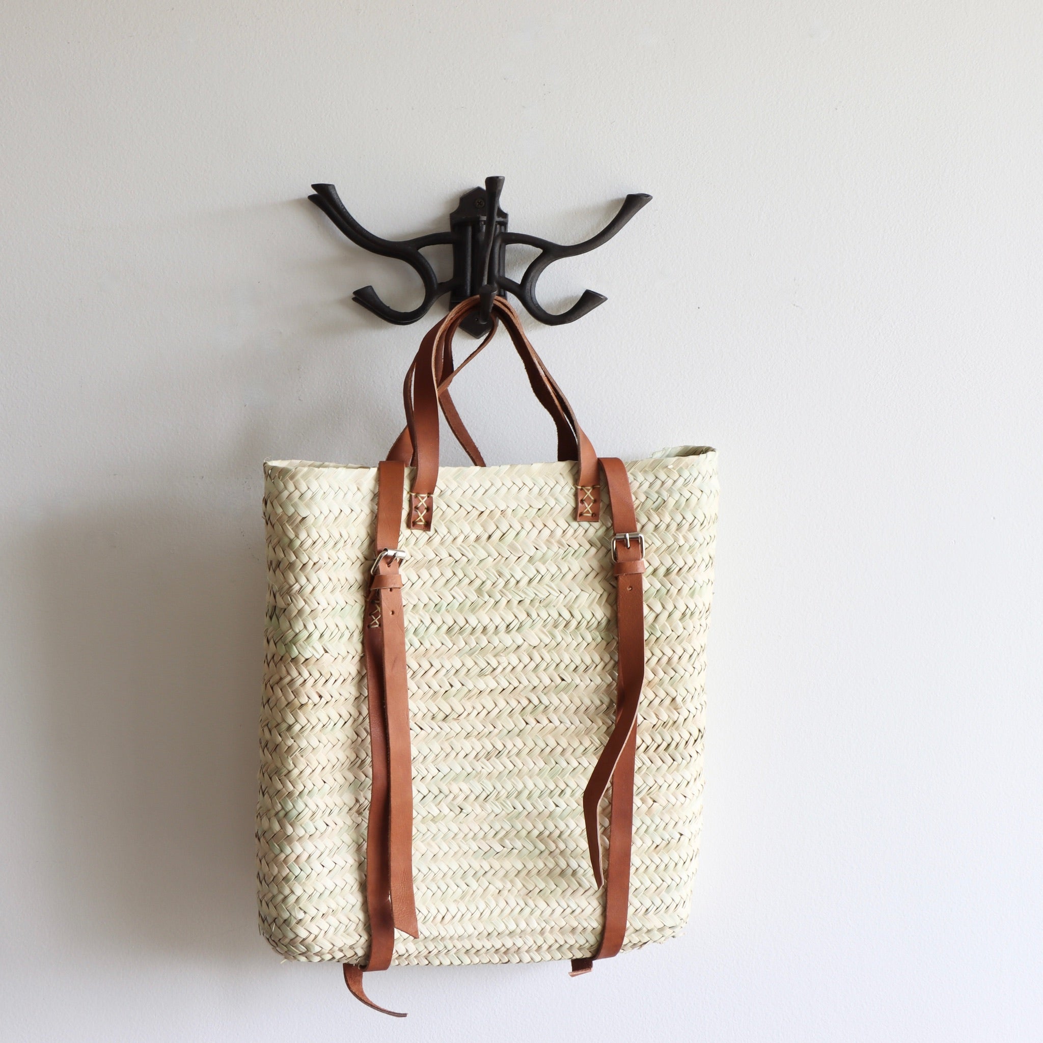 Woven Straw Backpack