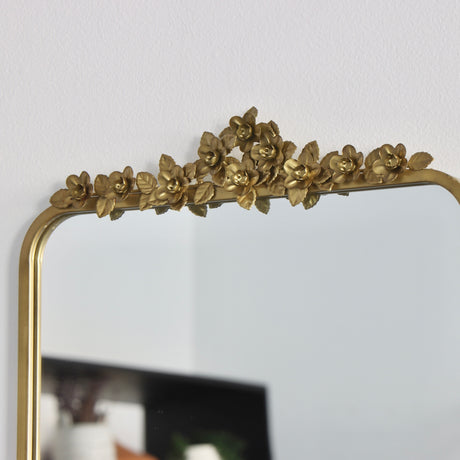 Rosalia Narrow Gold Floral Mirror - Holistic Habitat 