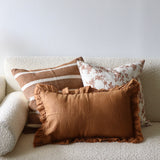 Sienna Flora Rust Cotton Pillow Cover