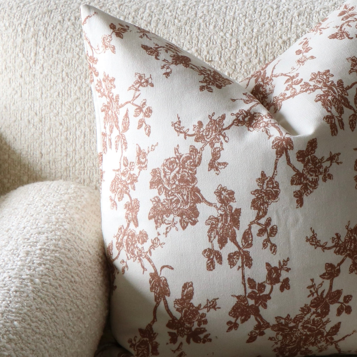 Sienna Flora Rust Cotton Pillow Cover