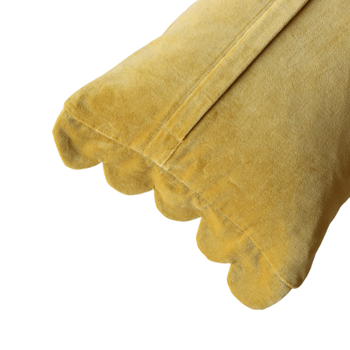 Sylvie Mustard Velvet Scalloped Lumbar Pillow 21x12 - Holistic Habitat 