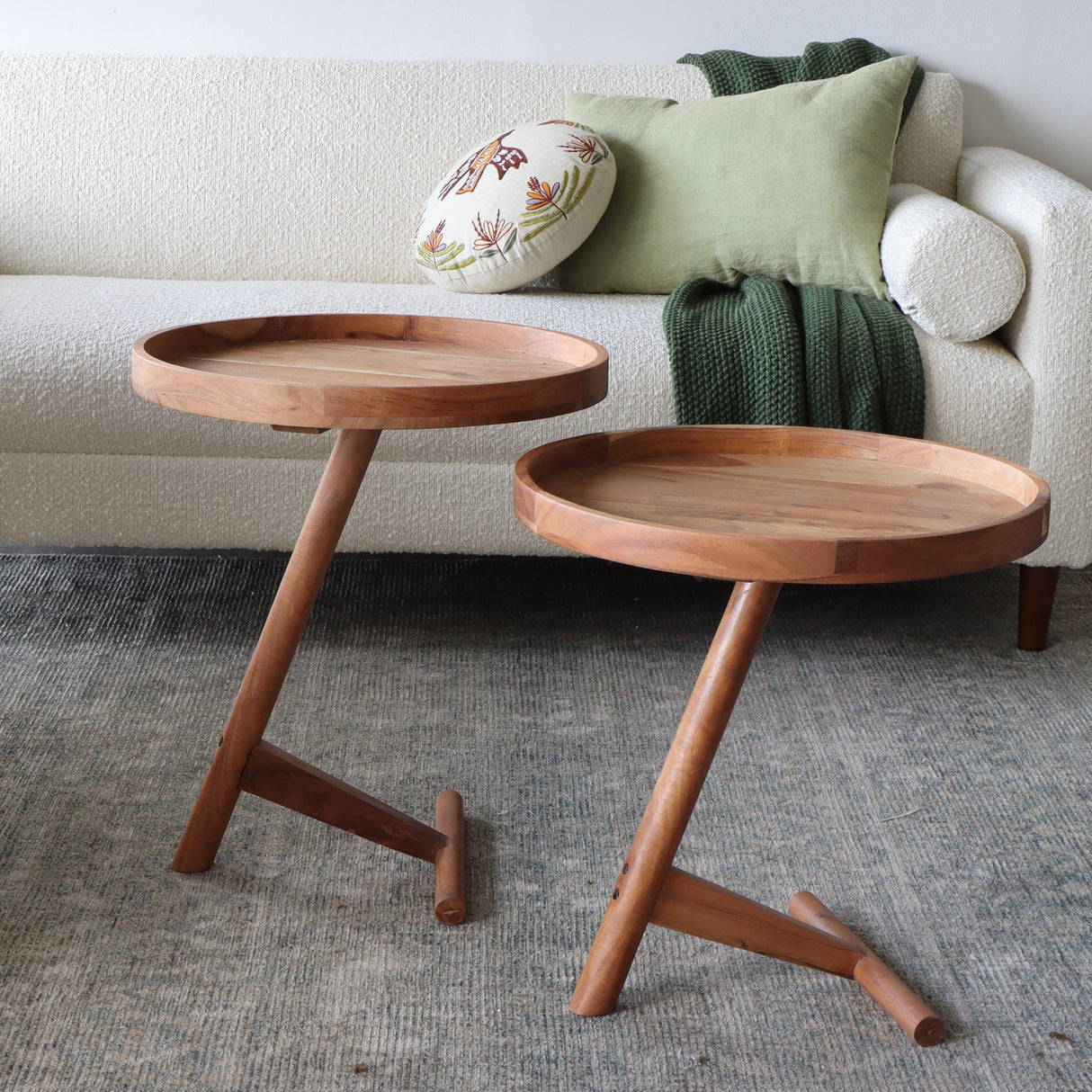 Kickstand Acacia Wood Tray Tables - Set of 2 - Holistic Habitat 