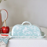 Robin's Egg Splatterware Enameled Butter Dish - Holistic Habitat 