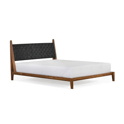 Brooks Black Leather & Recycled Teak Bed - Holistic Habitat 