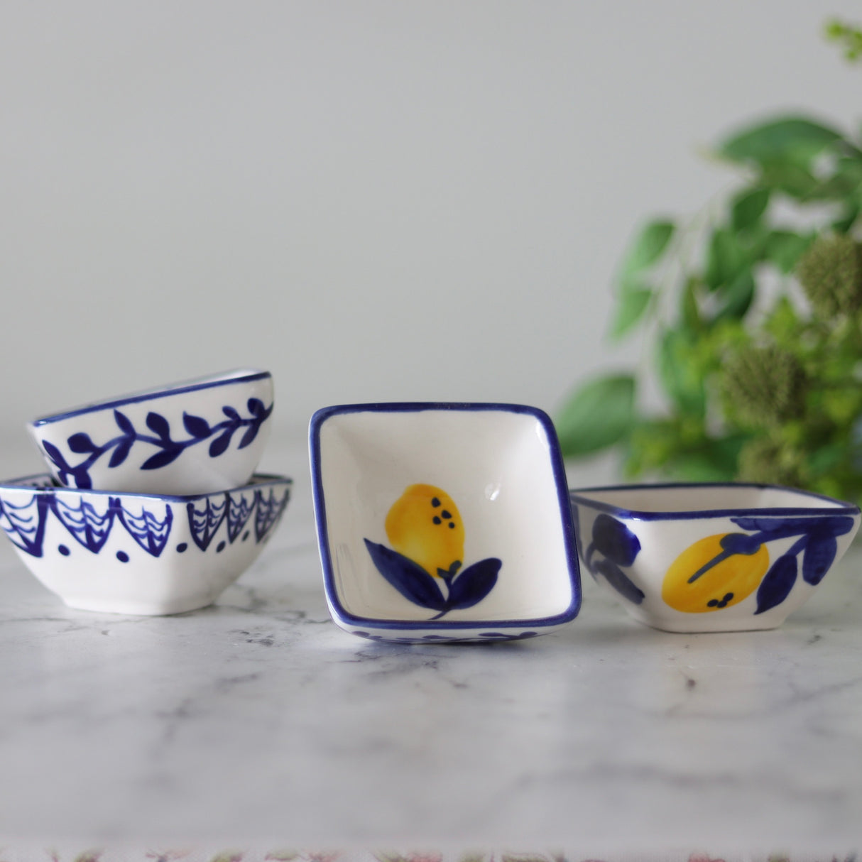 Citron Hand Painted Stoneware Bowls - Set of 4 - Holistic Habitat 