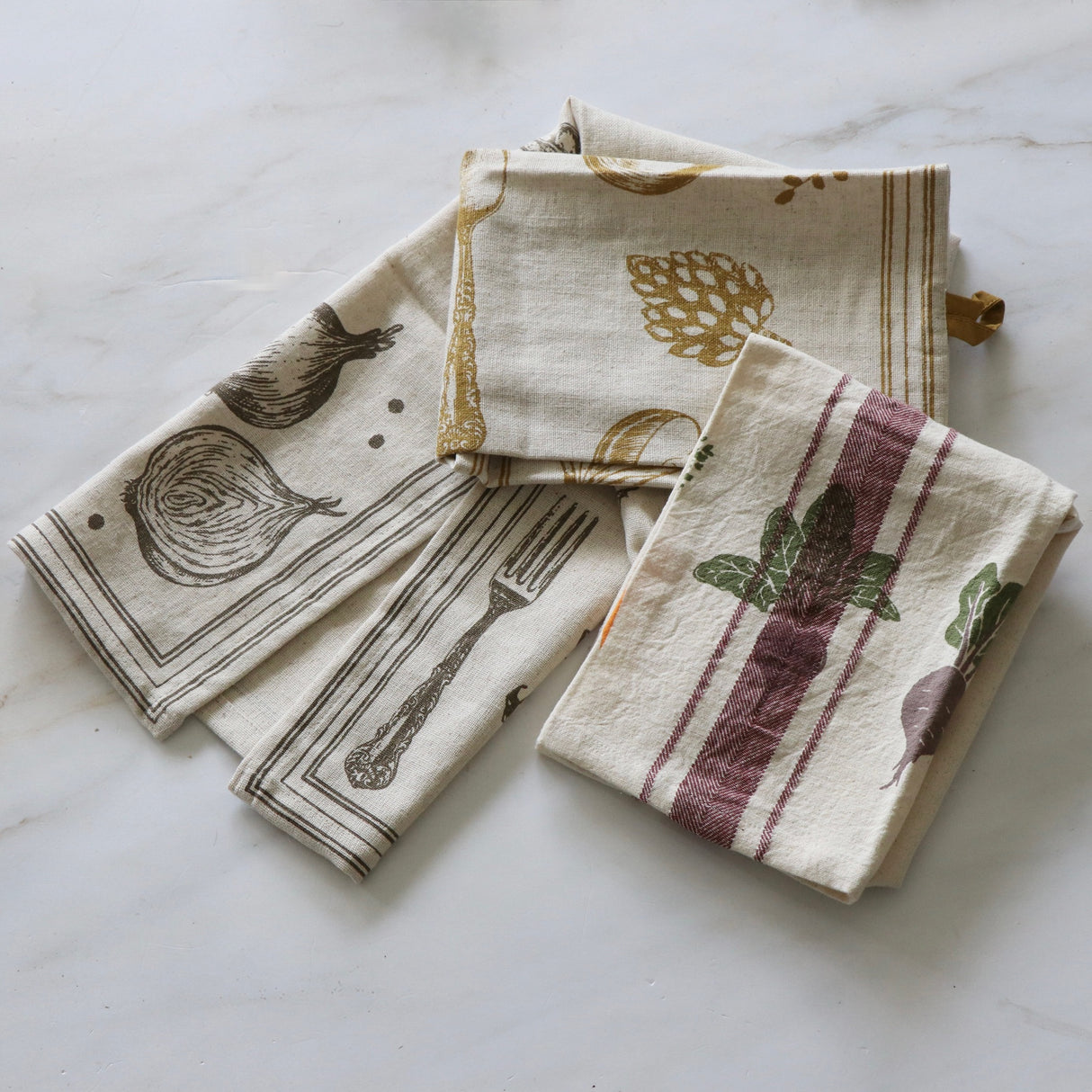 Vegetable Garden Printed Cotton Linen Tea Towels