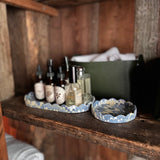 Hand Marbled Scalloped Desk Trays - Blue Mountains