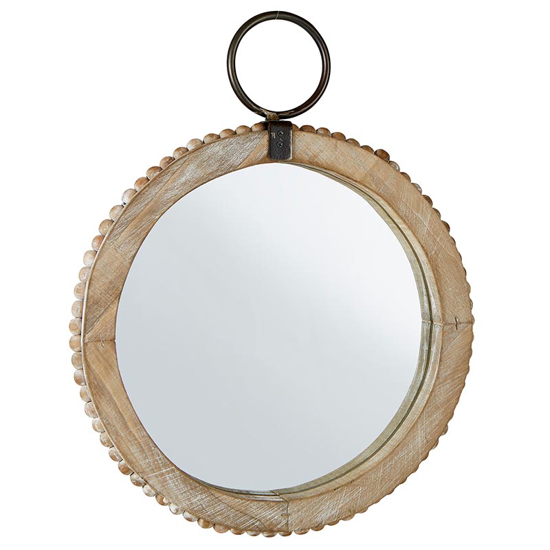 Marlo Beaded Wooden Loop Mirror - Holistic Habitat 