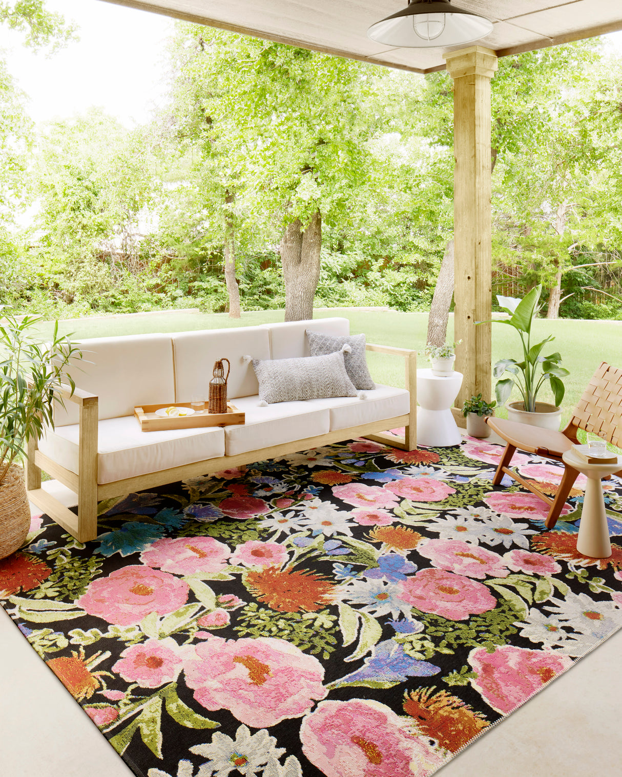 Botanical Rug - Black & Multi - Indoor/Outdoor - Holistic Habitat 