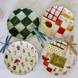 Patchwork Hand-Painted Scalloped Plates