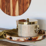 Heirloom White-washed Wooden & Brass Finish Ice Bucket - Holistic Habitat 