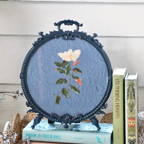 Painted Posies Embossed Pewter Framed Art