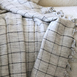 Milah Grey Check Turkish Cotton Throw Blanket