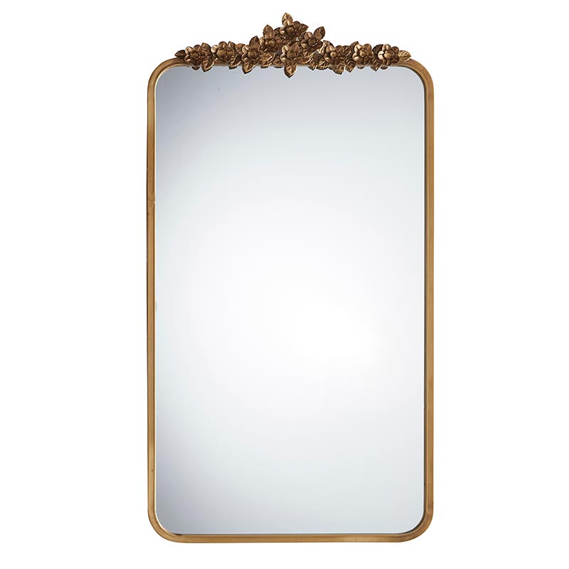 Rosalia Narrow Gold Floral Mirror - Holistic Habitat 