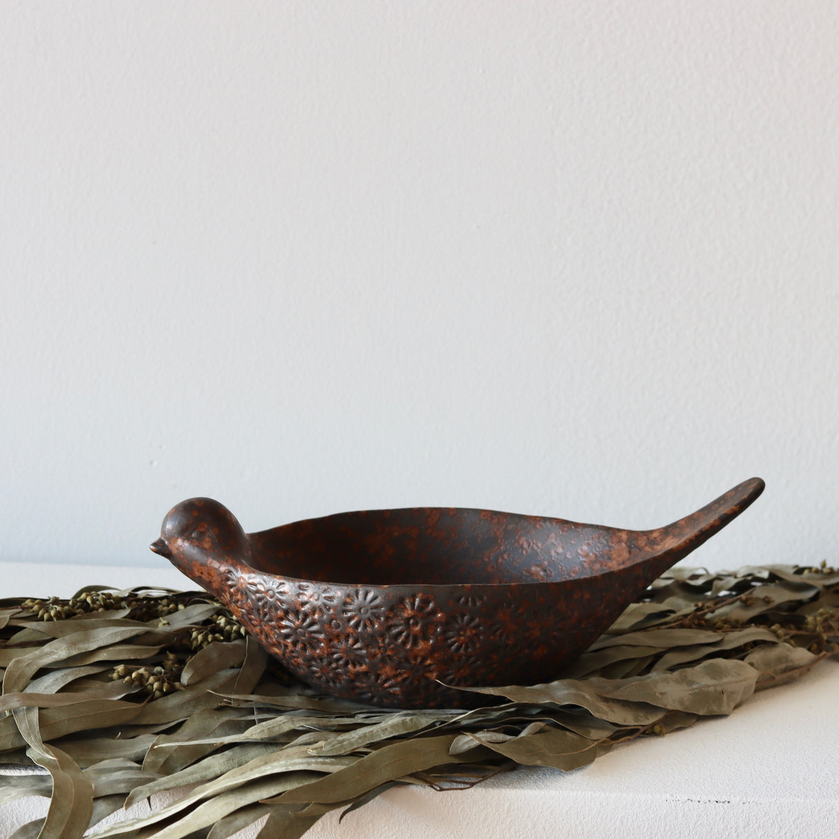 Carob Debossed Stoneware Bird Bowl - Holistic Habitat 