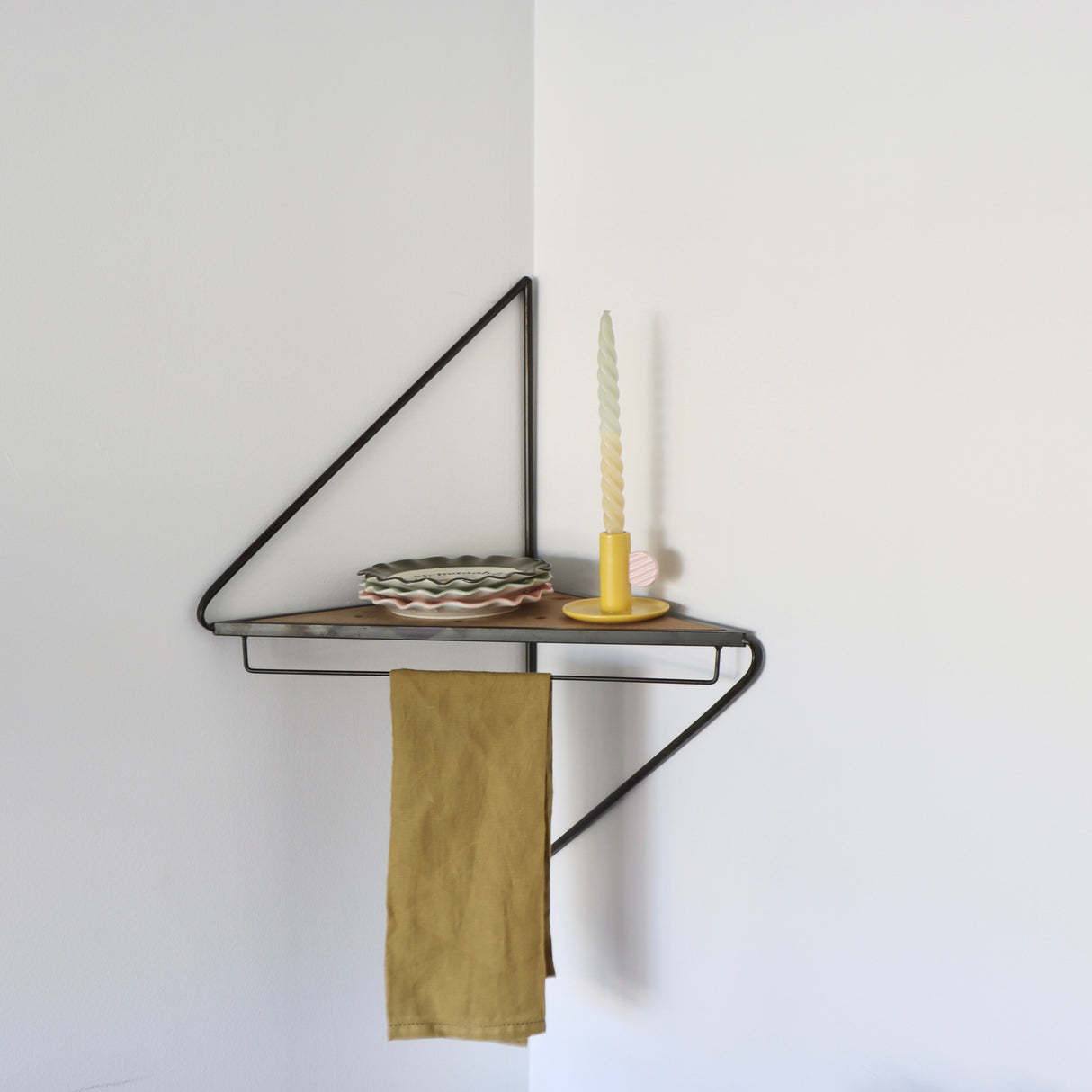 Intersection Metal and Wood Corner Shelf - Holistic Habitat 