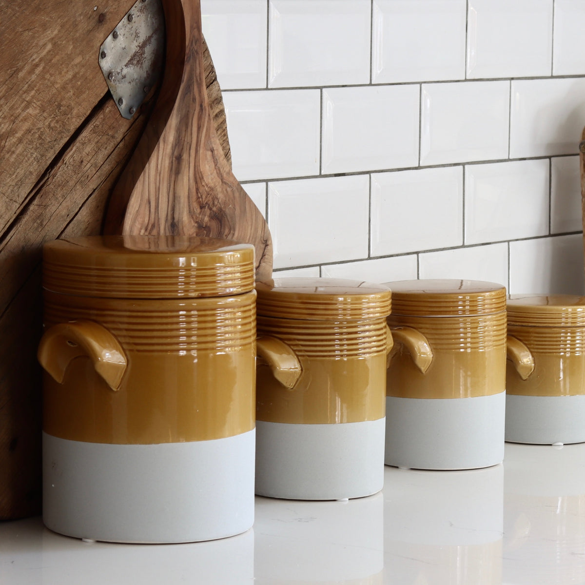HH French Replica Ochre Dip Confit Canisters - Set of 4 - Holistic Habitat 