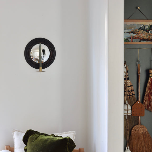 Round Convex Mirror With Candlestick - Holistic Habitat 