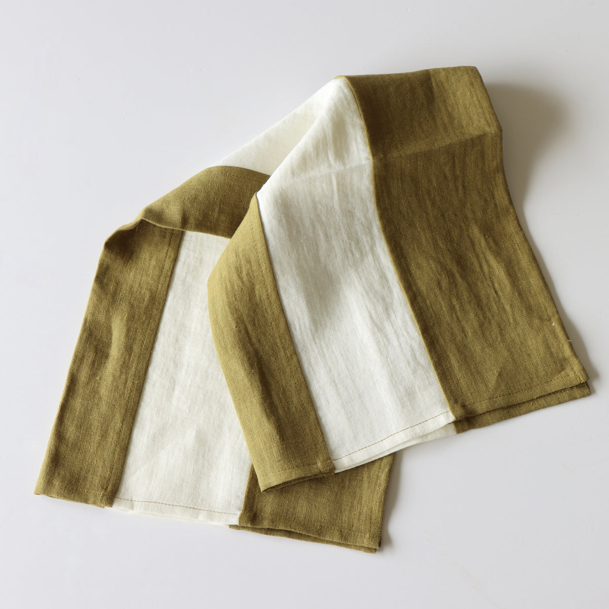 Olive Zero-Waste Striped Linen Tea Towel - Holistic Habitat 