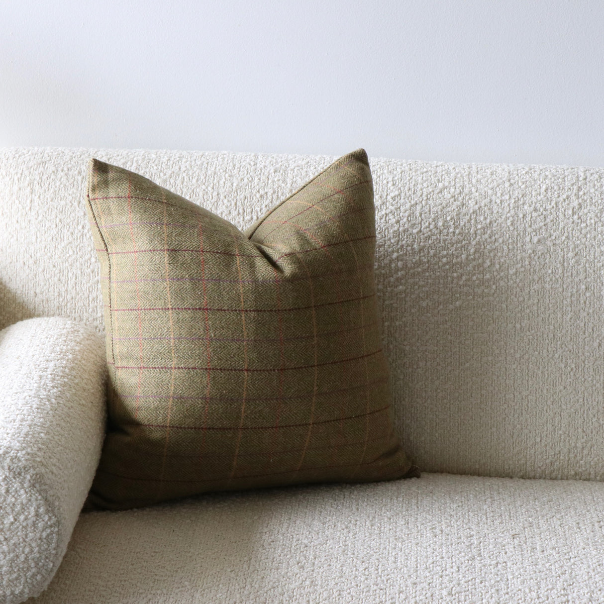 Miles Olive Tweed Wool Blend Pillow Cover