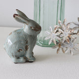 Robin's Egg Distressed Terracotta Bunny - Holistic Habitat 