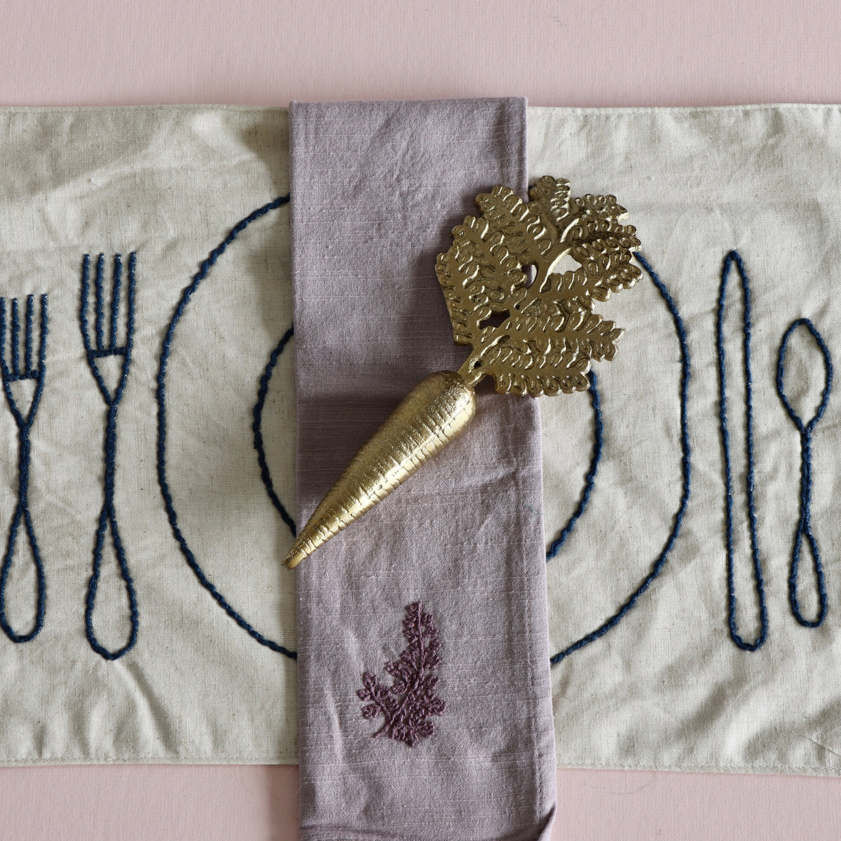 Embroidered Place Setting Linen Placemat - Holistic Habitat 