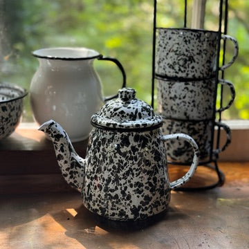 Black Enamel Splatterware Teapot