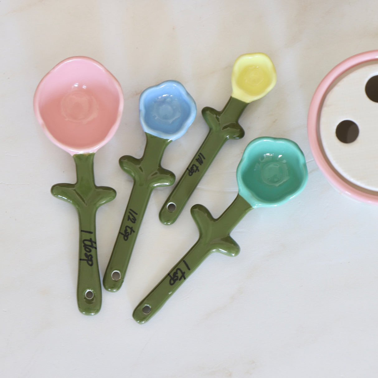 Flower Pot Hand-Painted Measuring Spoons