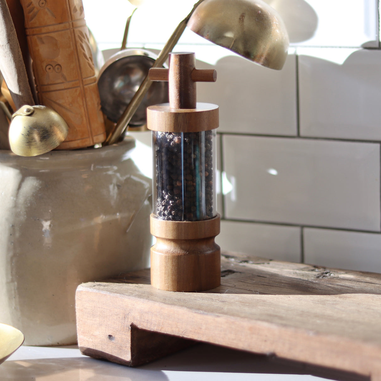 Acacia Wood & Acrylic Salt or Pepper Mill - Holistic Habitat 