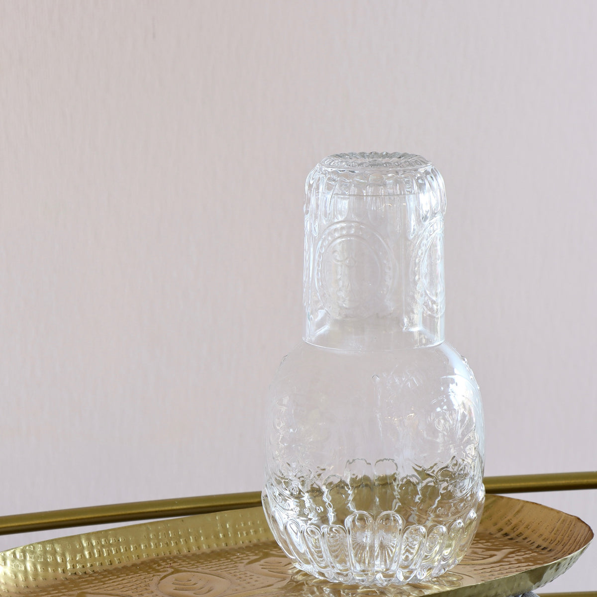 Embossed Glass Carafe and Drinking Glass - Holistic Habitat 