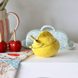 Lemon Stoneware Sugar Pot with Wooden Spoon - Holistic Habitat 