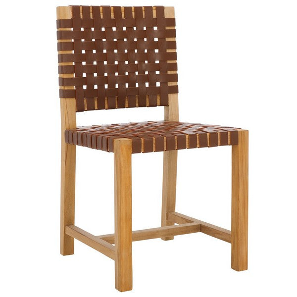 Emi Leather & Teak Dining Chair - Holistic Habitat 