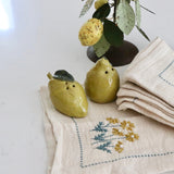 Hand-Embroidered Linen Daisy Napkins - Set of 4