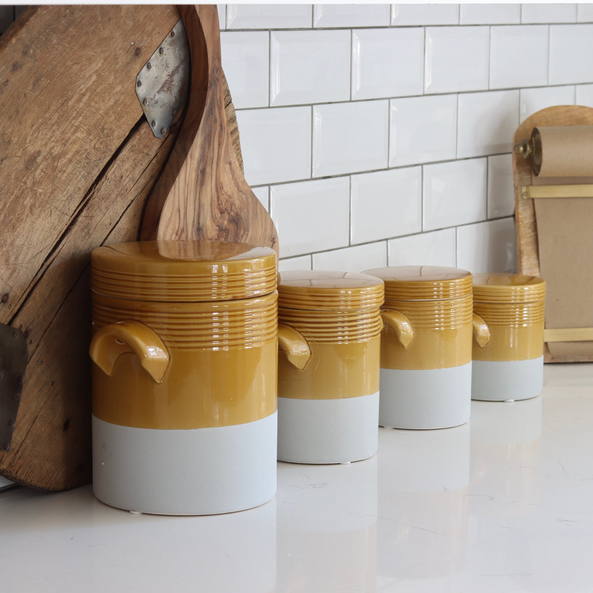 HH French Replica Ochre Dip Confit Canisters - Set of 4 - Holistic Habitat 