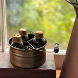 Antique Brass Mini Mason Jar Caddy Set