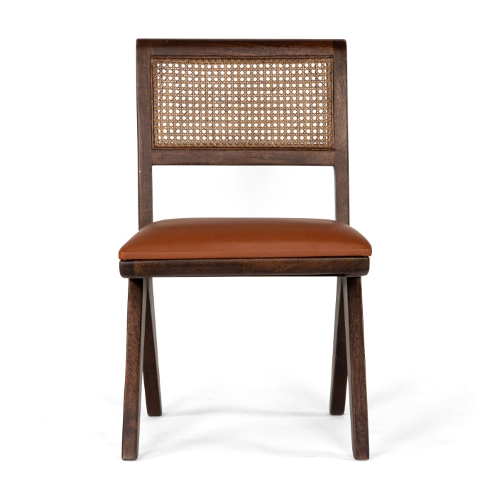 Arjun Coast Caned-Back &amp; Leather Dining Chair - Holistic Habitat 