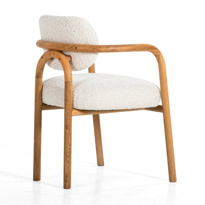 Saanvi Oak &amp; Boucle Bentwood Dining Chair - Holistic Habitat 