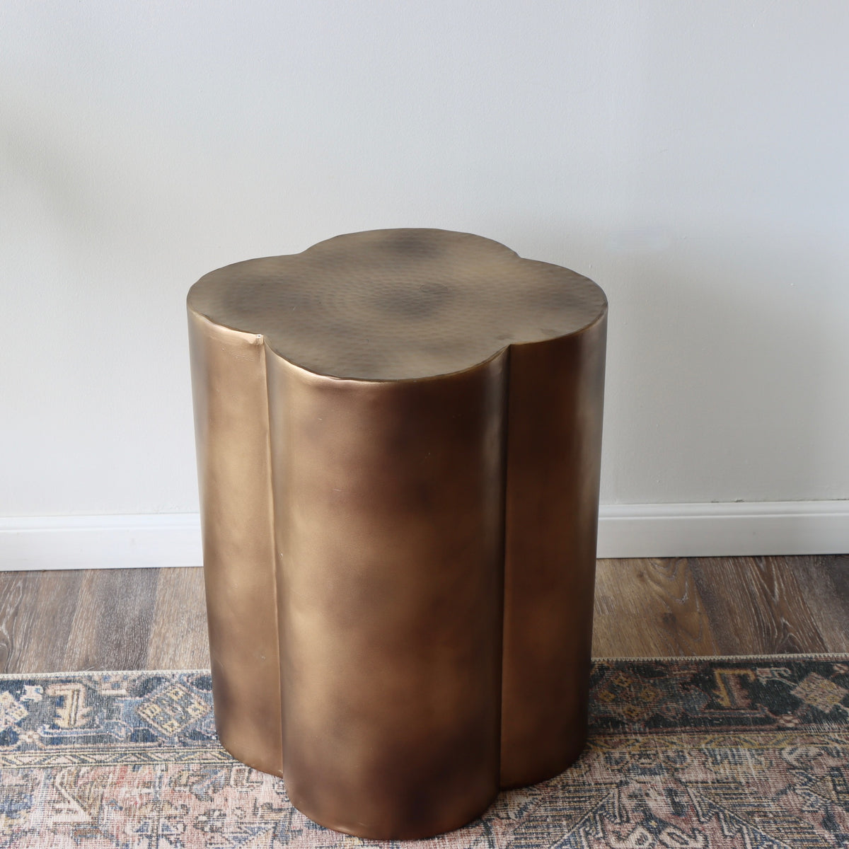 Golden Clover Hammered Metal Accent Table - Holistic Habitat 