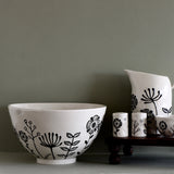 Juniper Garden Black and Ivory Embossed Stoneware Serving Bowl - Holistic Habitat 