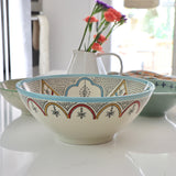 Anthea Multi Hand-Painted Stoneware Serving Bowl - Holistic Habitat 