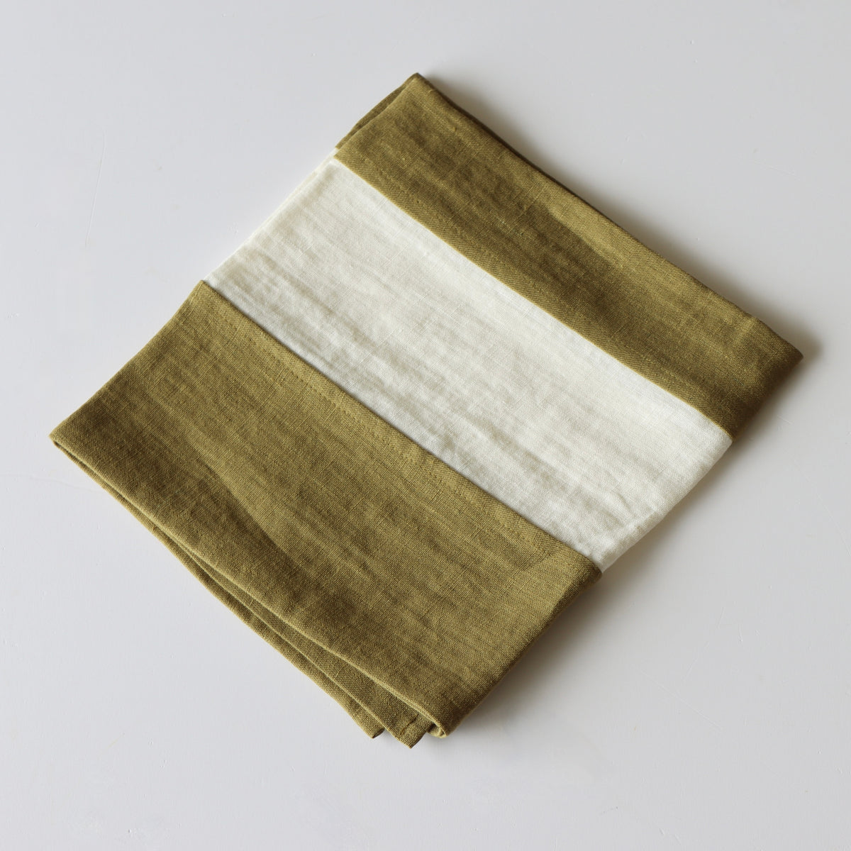 Olive Zero-Waste Striped Linen Tea Towel - Holistic Habitat 