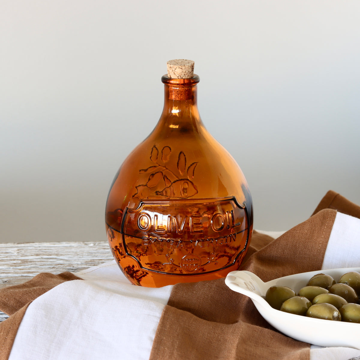 Apothecary Amber Glass Olive Oil Bottle - Holistic Habitat 