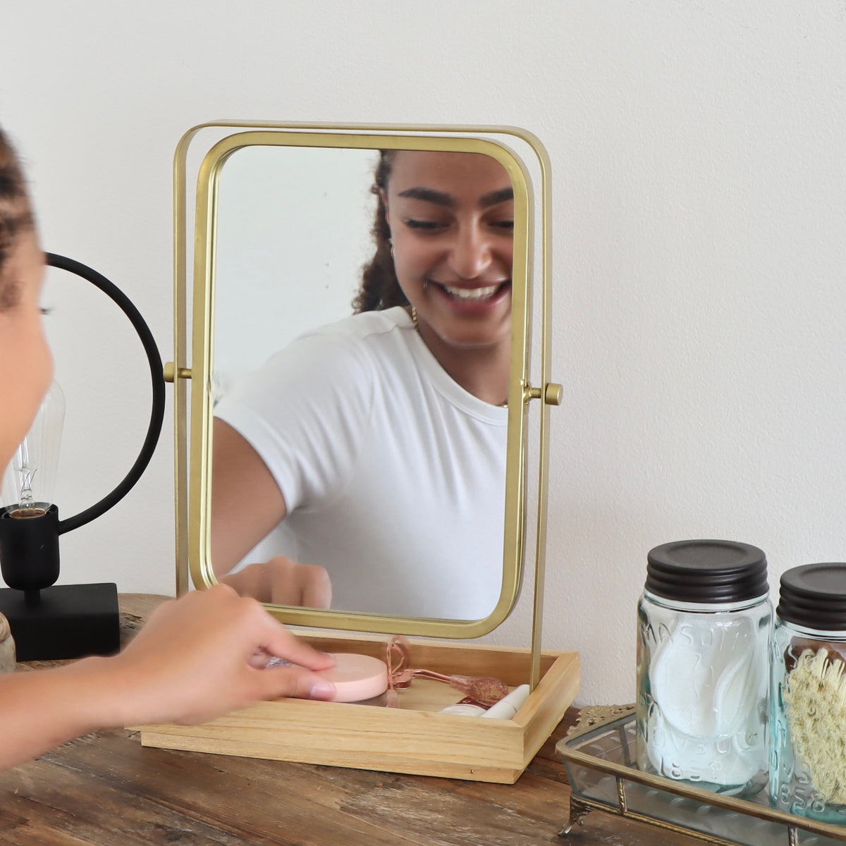 Mila Rotating Gold Makeup Mirror - Holistic Habitat 