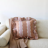 Coral Stripe Cotton Cushion Cover